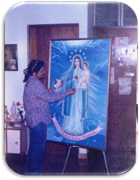 "Sra. Maritza Nava de Araque, Artista plástico quien realizo el 1er cuadro de Nuestra Madre de la Divina Misericordia"